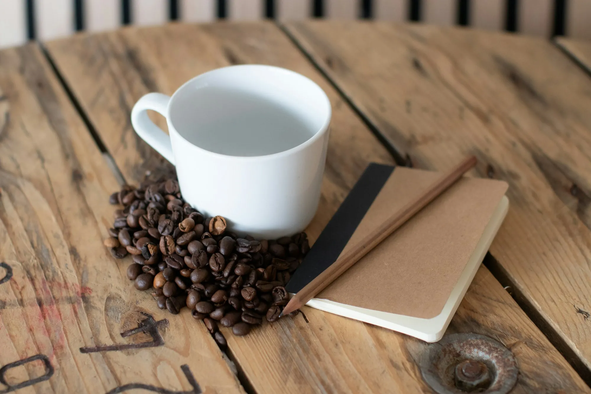 A cup of coffee on a wooden table